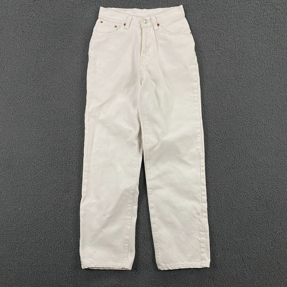 Vintage Levi's 501 Jeans Womens 24x26 White Straight Leg Button Fly Made in USA